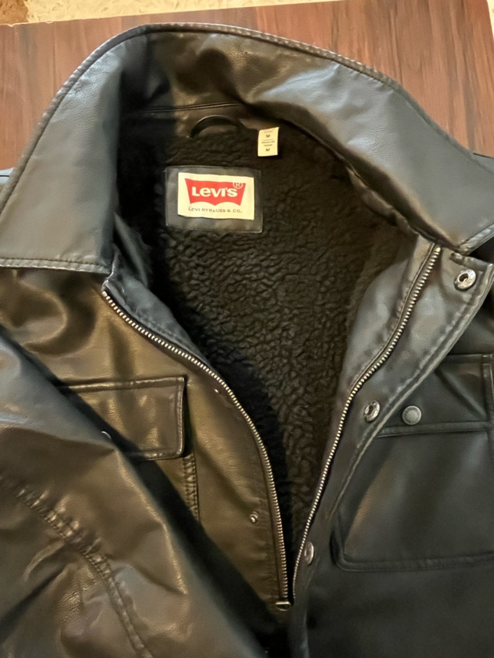 Levi's Black Men's Leather Jacket (like new) - Picture 2 of 3